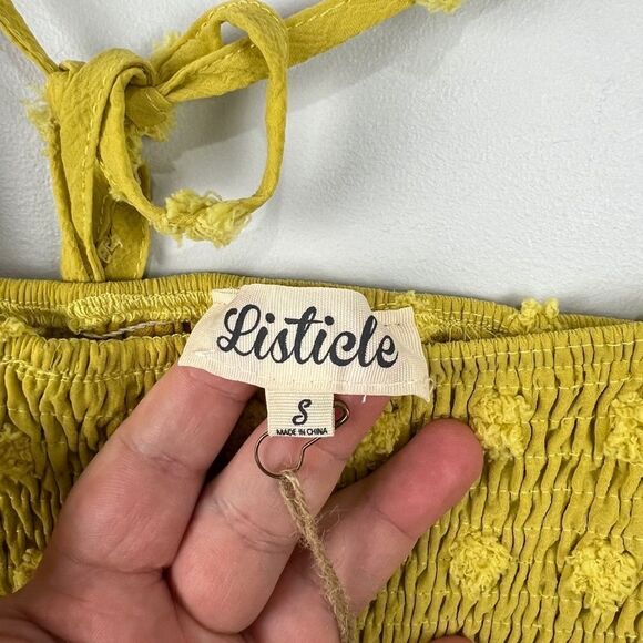 Listicle Golden Yellow Mustard Color Babydoll Dress S NWT - Picture 2 of 8